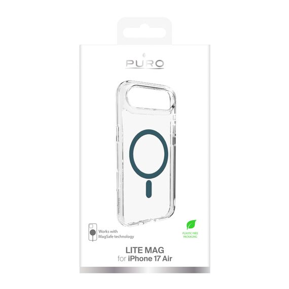 Puro Lite Mag TPU+PC Case Compatible with MagSafe for iPhone 17 Air - Transparent with Turquoise Ring | Techbox