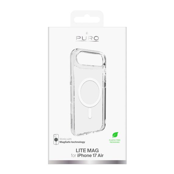 Puro Lite Mag TPU+PC Case Compatible with MagSafe for iPhone 17 Air - Transparent with White Ring - Apple Cases - Cases - Techbox