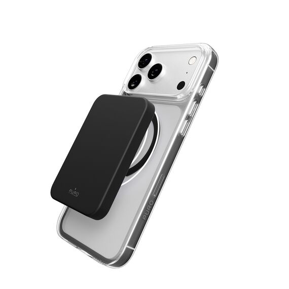 Puro Lite Mag TPU+PC Case Compatible with MagSafe for iPhone 17 Pro Max - Transparent with Black Ring | Techbox