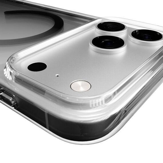 Puro Lite Mag TPU+PC Case Compatible with MagSafe for iPhone 17 Pro Max - Transparent with Black Ring | Techbox