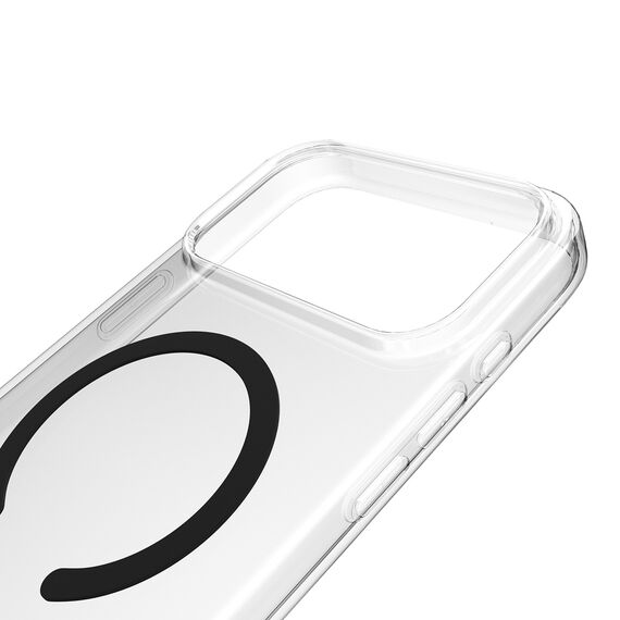 Puro Lite Mag TPU+PC Case Compatible with MagSafe for iPhone 17 Pro Max - Transparent with Black Ring | Techbox