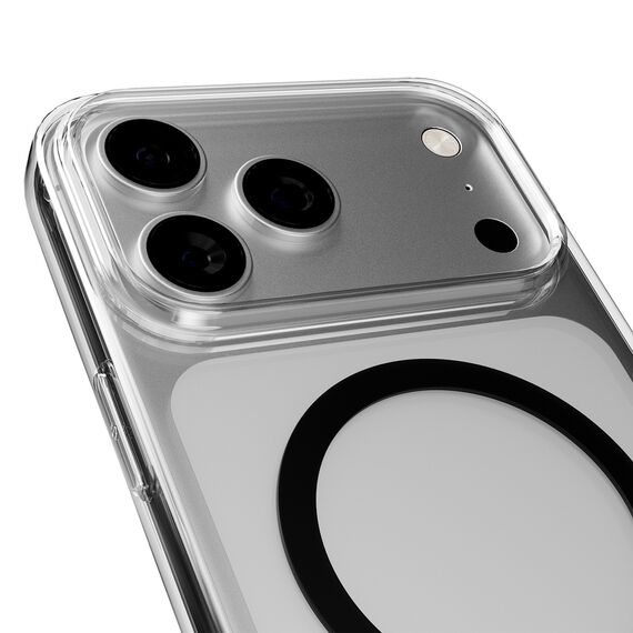 Puro Lite Mag TPU+PC Case Compatible with MagSafe for iPhone 17 Pro Max - Transparent with Black Ring | Techbox