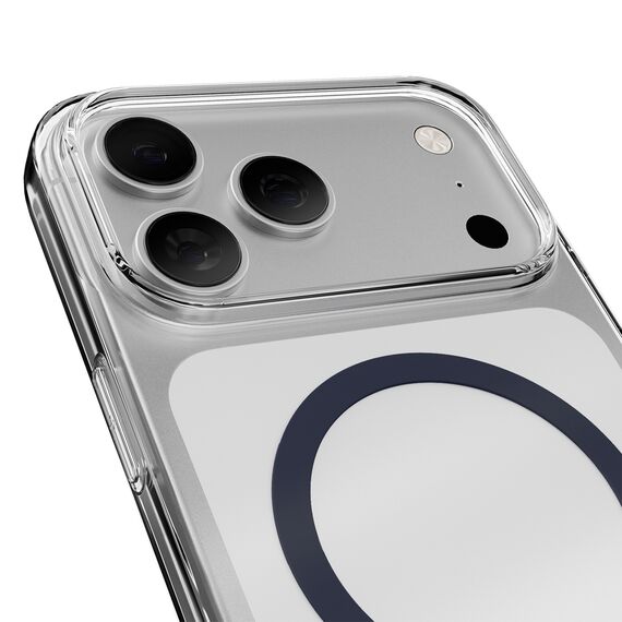 Puro Lite Mag TPU+PC Case Compatible with MagSafe for iPhone 17 Pro Max - Transparent with Blue Ring | Techbox