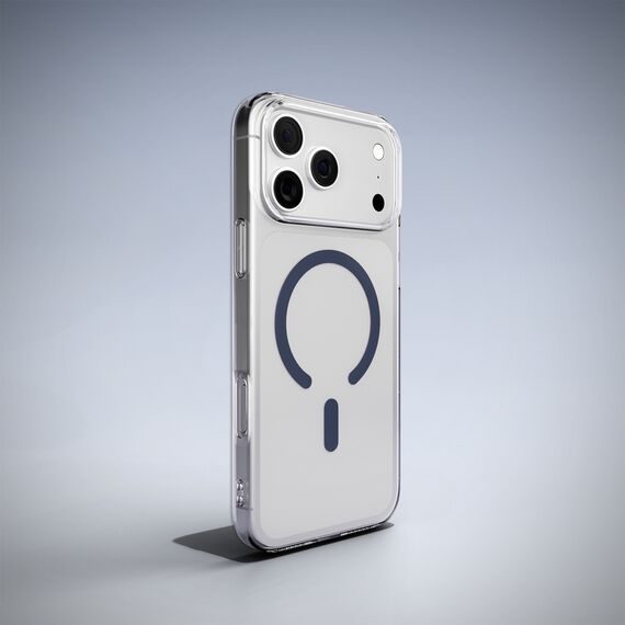 Puro Lite Mag TPU+PC Case Compatible with MagSafe for iPhone 17 Pro Max - Transparent with Blue Ring | Techbox