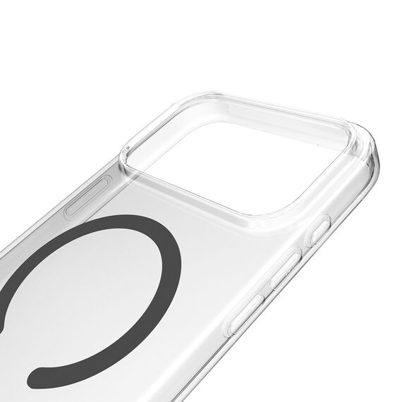 Puro Lite Mag TPU+PC Case Compatible with MagSafe for iPhone 17 Pro Max - Transparent with Gray Ring | Techbox