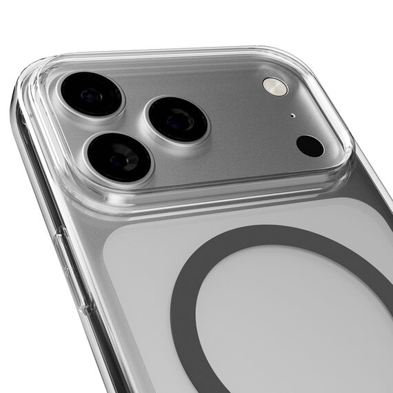 Puro Lite Mag TPU+PC Case Compatible with MagSafe for iPhone 17 Pro Max - Transparent with Gray Ring | Techbox