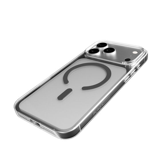 Puro Lite Mag TPU+PC Case Compatible with MagSafe for iPhone 17 Pro Max - Transparent with Gray Ring | Techbox