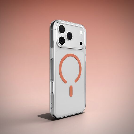 Puro Lite Mag TPU+PC Case Compatible with MagSafe for iPhone 17 Pro Max - Transparent with Orange Ring | Techbox