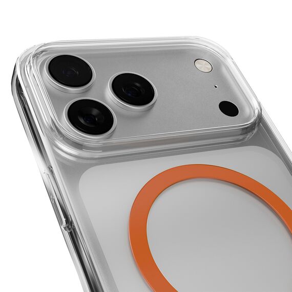 Puro Lite Mag TPU+PC Case Compatible with MagSafe for iPhone 17 Pro Max - Transparent with Orange Ring | Techbox
