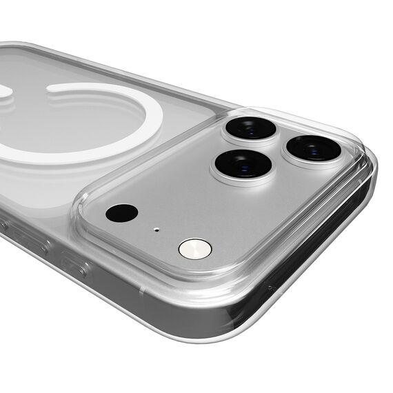 Puro Lite Mag TPU+PC Case Compatible with MagSafe for iPhone 17 Pro Max - Transparent with White Ring | Techbox