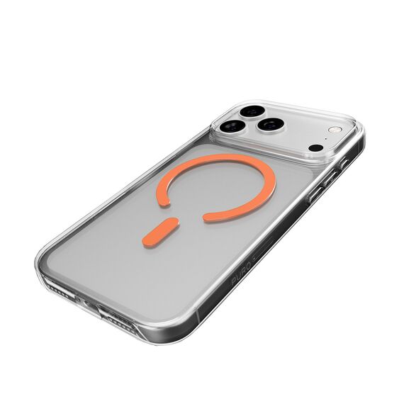Puro Lite Mag TPU+PC Case Compatible with MagSafe for iPhone 17 Pro - Transparent with Orange Ring | Techbox