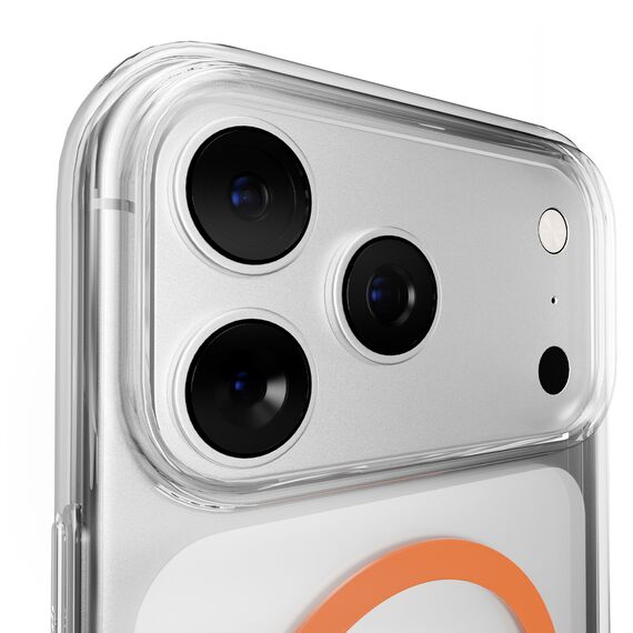 Puro Lite Mag TPU+PC Case Compatible with MagSafe for iPhone 17 Pro - Transparent with Orange Ring | Techbox