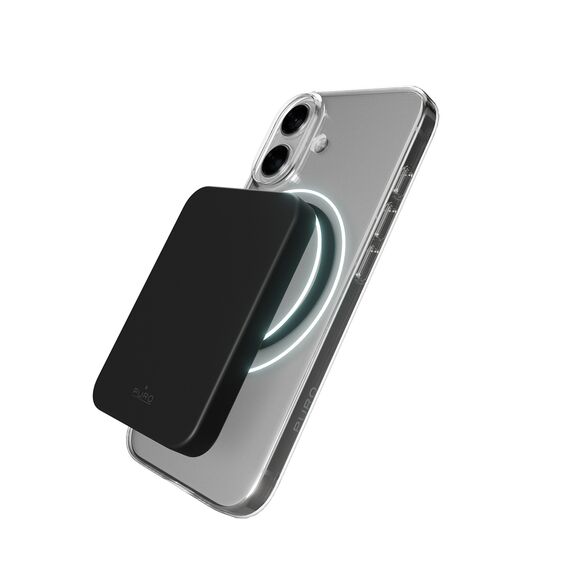 Puro Lite Mag TPU+PC Case Compatible with MagSafe for iPhone 17 - Transparent with Black Ring | Techbox