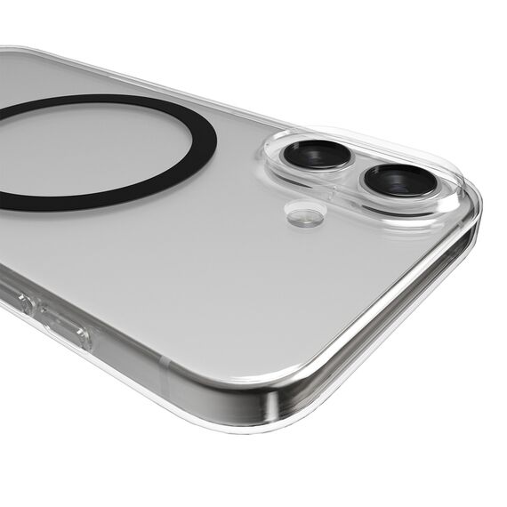 Puro Lite Mag TPU+PC Case Compatible with MagSafe for iPhone 17 - Transparent with Black Ring | Techbox