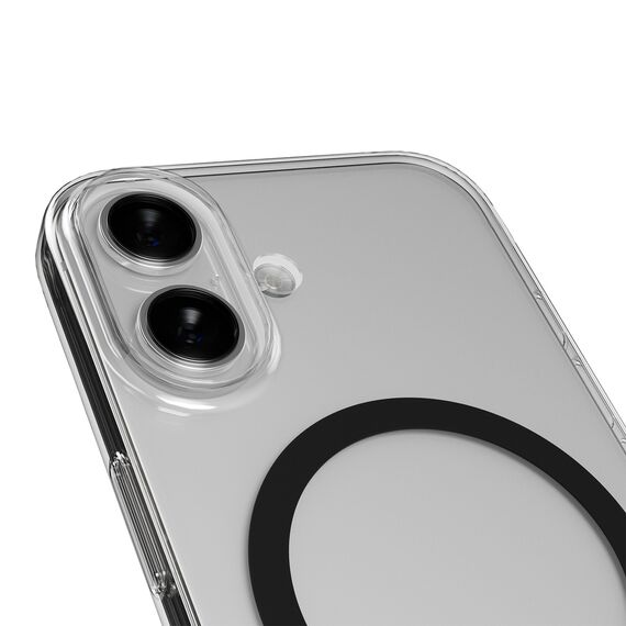 Puro Lite Mag TPU+PC Case Compatible with MagSafe for iPhone 17 - Transparent with Black Ring | Techbox