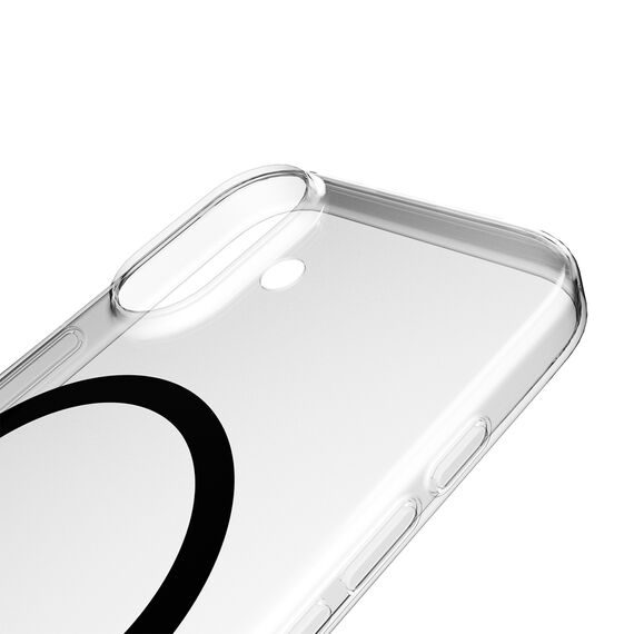 Puro Lite Mag TPU+PC Case Compatible with MagSafe for iPhone 17 - Transparent with Black Ring | Techbox