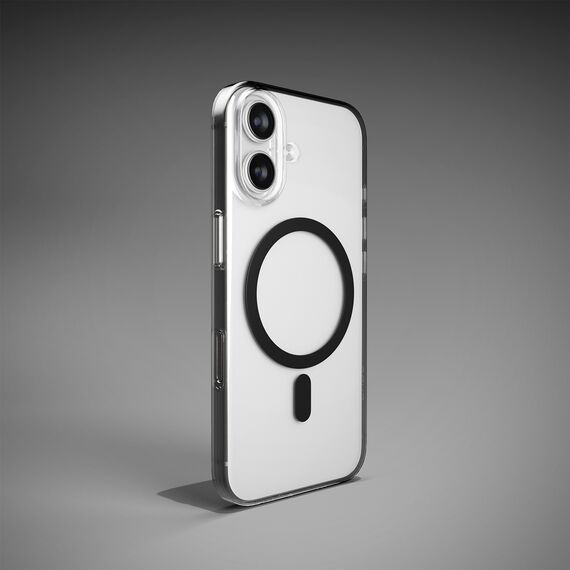 Puro Lite Mag TPU+PC Case Compatible with MagSafe for iPhone 17 - Transparent with Black Ring | Techbox