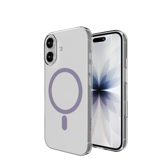 Puro Lite Mag TPU+PC Case Compatible with MagSafe for iPhone 17 - Transparent with Pink Ring | Techbox