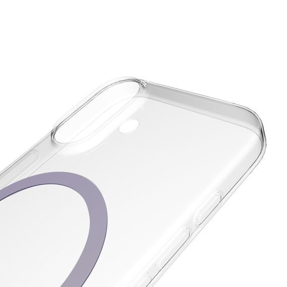 Puro Lite Mag TPU+PC Case Compatible with MagSafe for iPhone 17 - Transparent with Pink Ring | Techbox