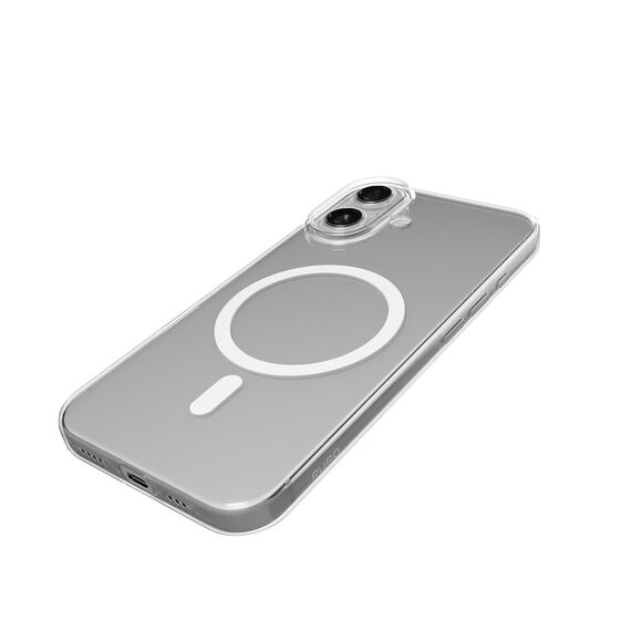 Puro Lite Mag TPU+PC Case Compatible with MagSafe for iPhone 17 - Transparent with White Ring | Techbox