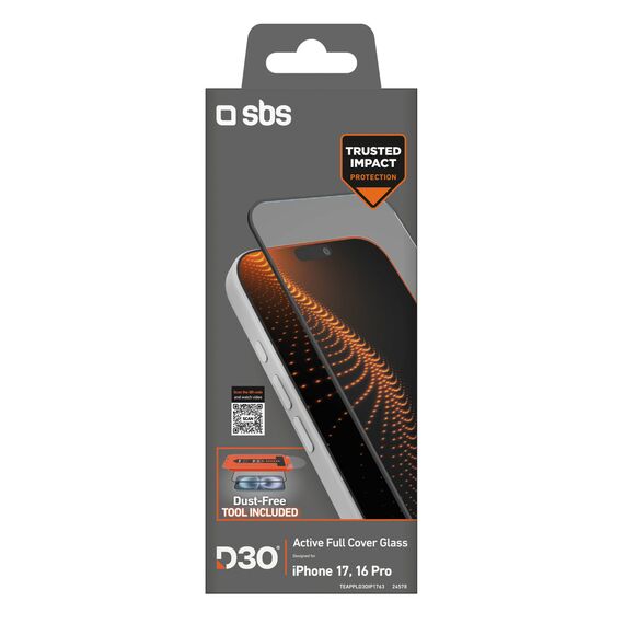 SBS protective glass with D3O technology set with applicator for iPhone 17 / iPhone 16 Pro - Uncategorized Screen Protection (2) - Screen & Camera Protection - Techbox