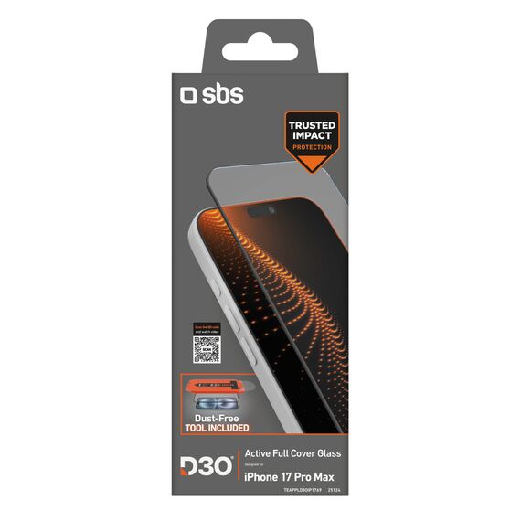 SBS protective glass with D3O technology set with applicator for iPhone 17 Pro Max | Techbox