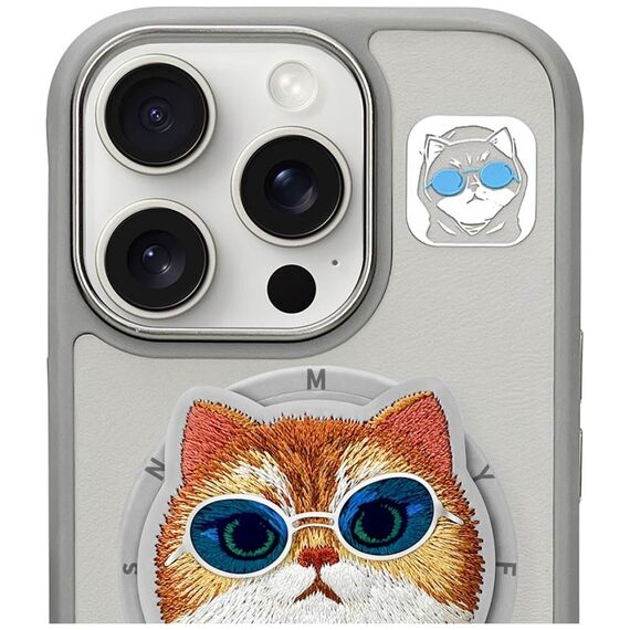 Nimmy Glasses Cool Cat MagSafe Case for iPhone 16 Pro Max - Gray