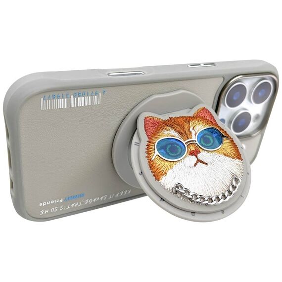 Nimmy Glasses Cool Cat MagSafe Case for iPhone 16 Pro Max - Gray