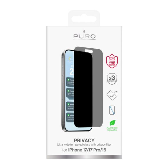 Puro Privacy Tempered Glass for iPhone 17 / iPhone 17 Pro / iPhone 16 | Techbox