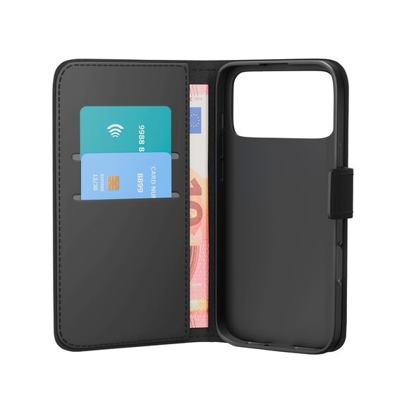 Puro Wallet Stand Case for iPhone 17 Pro Max Made of Eco-Leather, with a Flap, Wallet, and Stand Function - Black - Apple Cases - Cases - Techbox