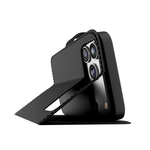 Puro Wallet Stand Case for iPhone 17 Pro Max Made of Eco-Leather, with a Flap, Wallet, and Stand Function - Black - Apple Cases - Cases - Techbox