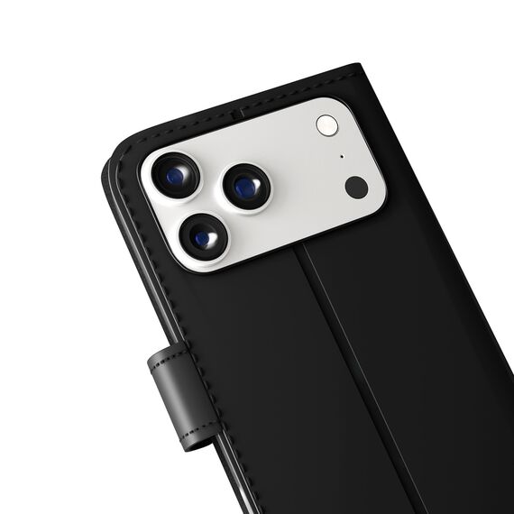 Puro Wallet Stand Case for iPhone 17 Pro Max Made of Eco-Leather, with a Flap, Wallet, and Stand Function - Black - Apple Cases - Cases - Techbox