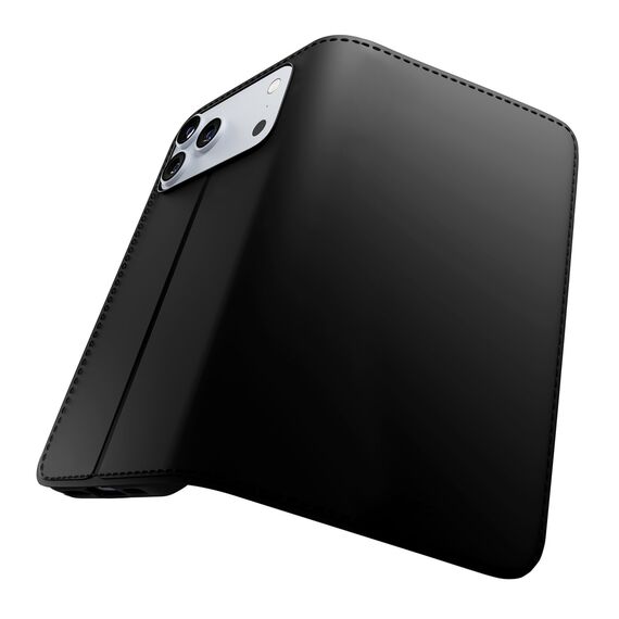 Puro Wallet Stand Case for iPhone 17 Pro Max Made of Eco-Leather, with a Flap, Wallet, and Stand Function - Black - Apple Cases - Cases - Techbox