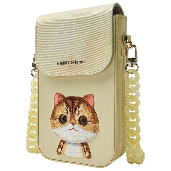 Nimmy Big Eyed Pet 2.0 Cat 3-in-1 Set: Phone Bag + Wallet + Tracker Case - Beige | Techbox
