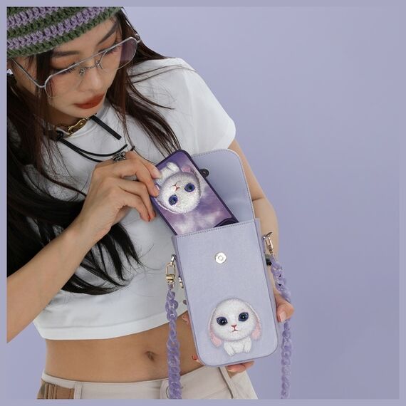 Nimmy Big Eyed Pet 2.0 Rabbit Phone Bag - Purple