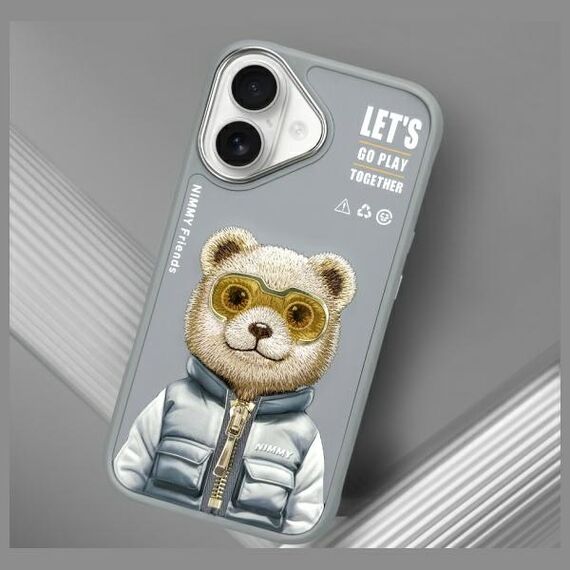 Nimmy Cool&amp;Cute 2.0 Bear Case for iPhone 16 - Gray | Techbox