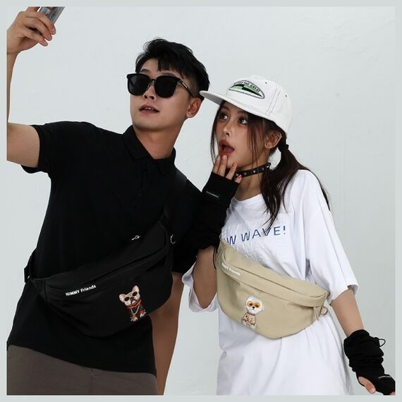 Nimmy Crossbody Glasses Cool Dog Shoulder Bag - Black
