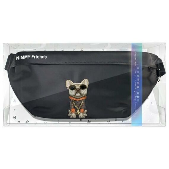 Nimmy Crossbody Glasses Cool Dog Shoulder Bag - Black