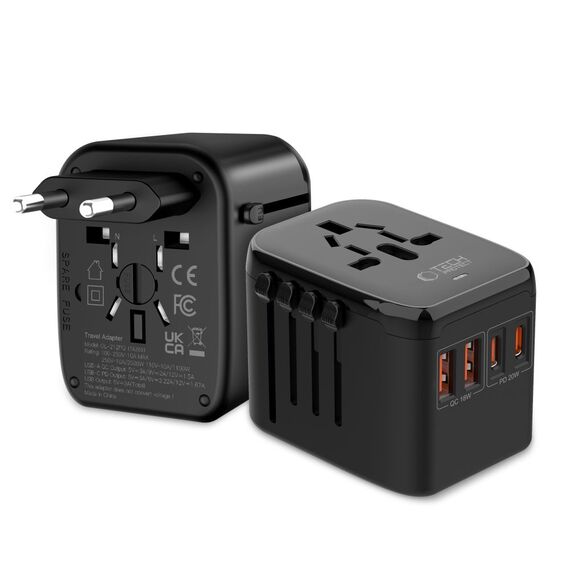 Tech-Protect TA200 EU / UK / US / AU adapter - black - Cables & Adapters - Cables & Accessories - Techbox