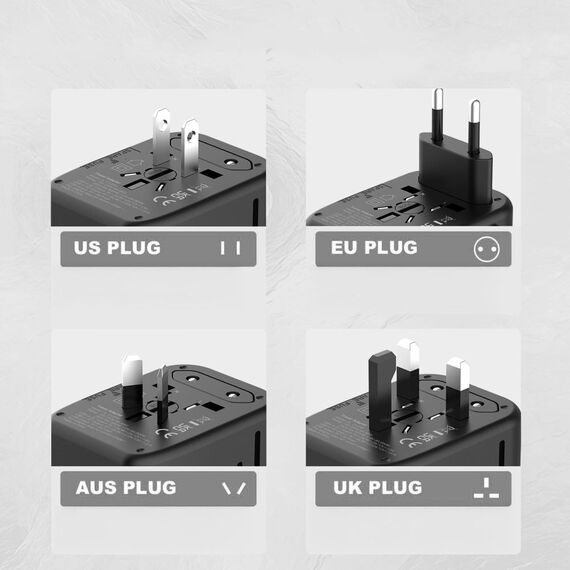 Tech-Protect TA200 EU / UK / US / AU adapter - black - Cables & Adapters - Cables & Accessories - Techbox