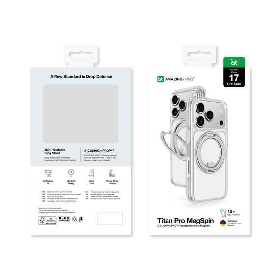 AmazingThing Titan Pro MagSpin Case for iPhone 17 Pro Max Compatible with MagSafe - Gray | Techbox