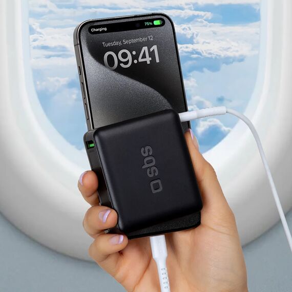 Powerbank SBS 20000mAh 65W PD AFC USB-C USB-A for laptop, tablet, smartphone - black | Techbox
