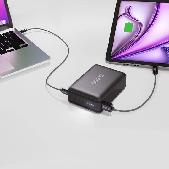 Powerbank SBS 20000mAh 65W PD AFC USB-C USB-A for laptop, tablet, smartphone - black | Techbox