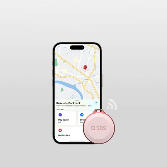 SBS Track My Circle Waterproof IP65 Locator Compatible with Apple Find My - Pink | Techbox