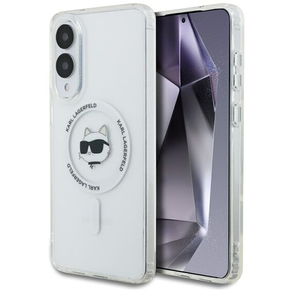 Karl Lagerfeld Button Choupette Head Printed Logo MagSafe Case for Samsung Galaxy S25 Edge - White | Techbox