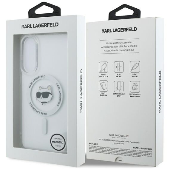 Karl Lagerfeld Button Choupette Head Printed Logo MagSafe Case for Samsung Galaxy S25 Edge - White | Techbox