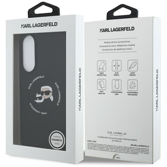 Karl Lagerfeld Silicone nauble Heads And Circle MagSafe case for Samsung Galaxy S25 Edge - black - Samsung Cases - Cases - Techbox