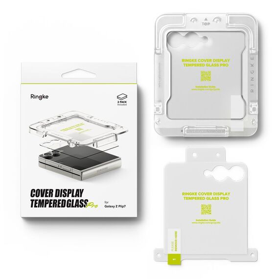 Ringke Cover Display Easy Slide Tempered Glass 2-pack for Samsung Galaxy Z Flip 7 - Transparent | Techbox