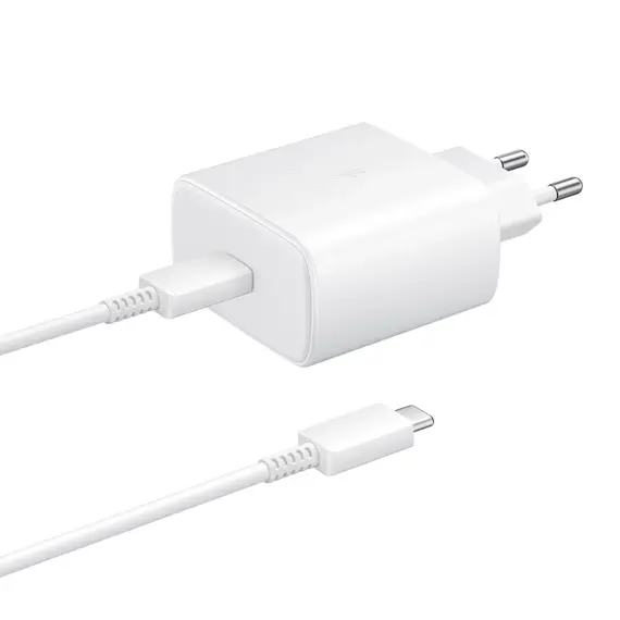 Samsung EP-TA845EWE 45W wall charger with USB-C cable Samsung EP-DW767JWE 45W 1.8m (OOB Bulk - replacement packaging) - white | Techbox
