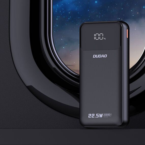 Dudao K15Pro Power Bank 20000mAh 22.5W PD USB-C / USB-A / Built-in Lightning and USB-C Cables - Black | Techbox